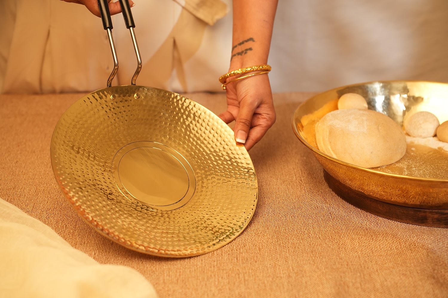 Brass Roti Tawa - 10 inch with PVC Handle & Teflon Free - Kalasians